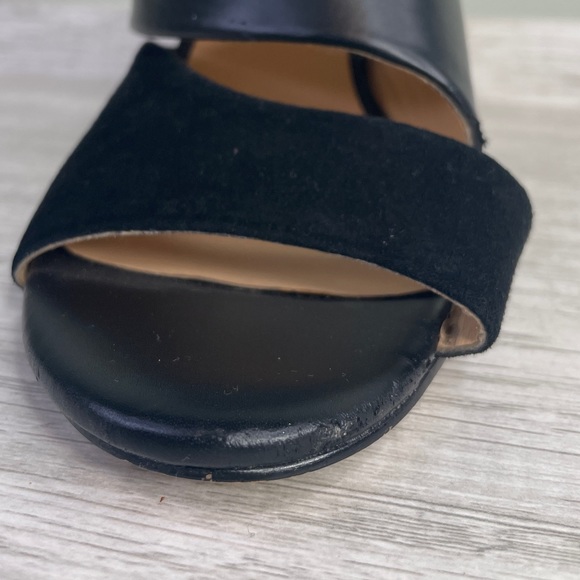 Badgley Mischka American Glamour black and gold glitter sandal heels sz 5.5 - Picture 10 of 15